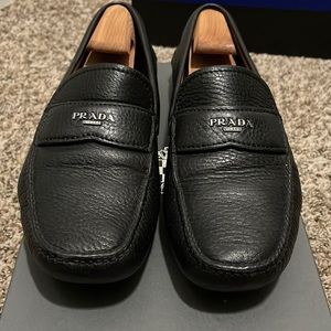 Prada Drivers - Black Pebble Grain Leather